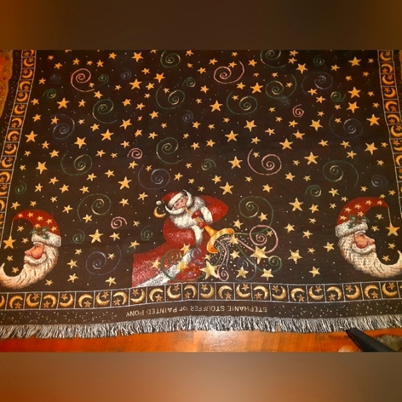 Celestial Santa,Throw blanket, vintage, made by Rug barn - Picture 1 of 6